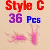 36Pcs Rockfishing Soft Lures 30mm Micro Rubber Artificial TPE Worm Baits Floating Freshwater Swimbaits Silicone Tackle Pesca