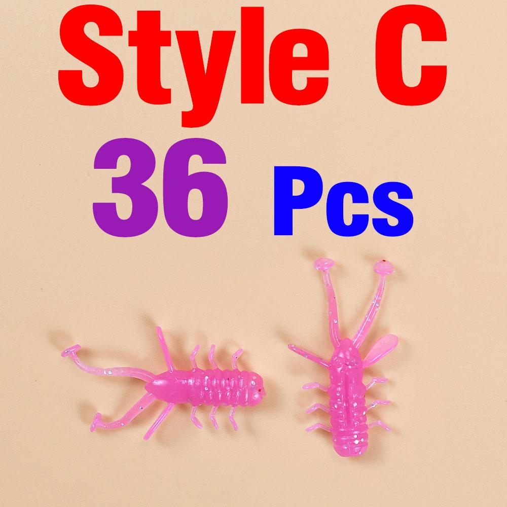 36Pcs Rockfishing Soft Lures 30mm Micro Rubber Artificial TPE Worm Baits Floating Freshwater Swimbaits Silicone Tackle Pesca