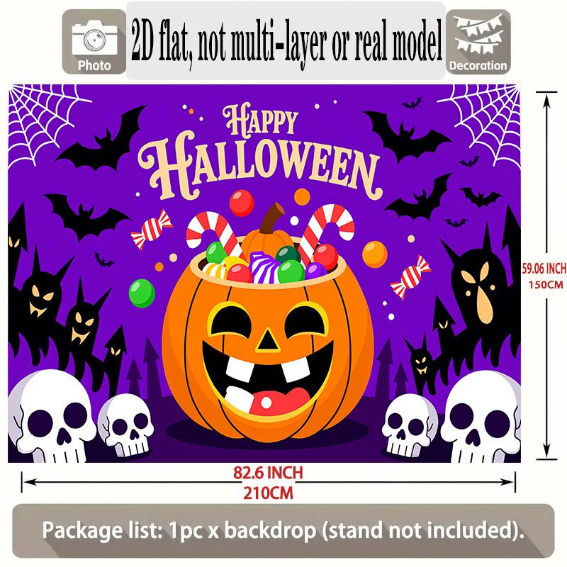 Party Backdrop Halloween Flat Banners Pumpkins Skulls Bats Celebrations Wedding Enthusiasts Event Backdrop Decoration Front Door Decor