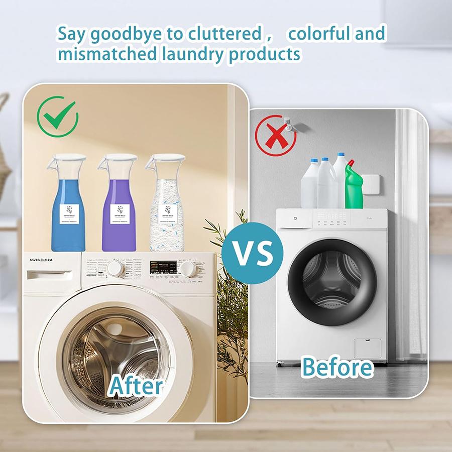 3 Pack Laundry Detergent Dispenser 20 OZ Plastic Fabric Softener Bottle Detergent Container, Laundry Room Organizer for Liquid