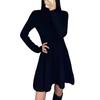 PHOLEEY Knit Dress with Fishtail Half Short Long Perfect for and Office Women's Skirt, Turtleneck, Slimming, Length, Sleeves, Fall/Winter, Elegant,