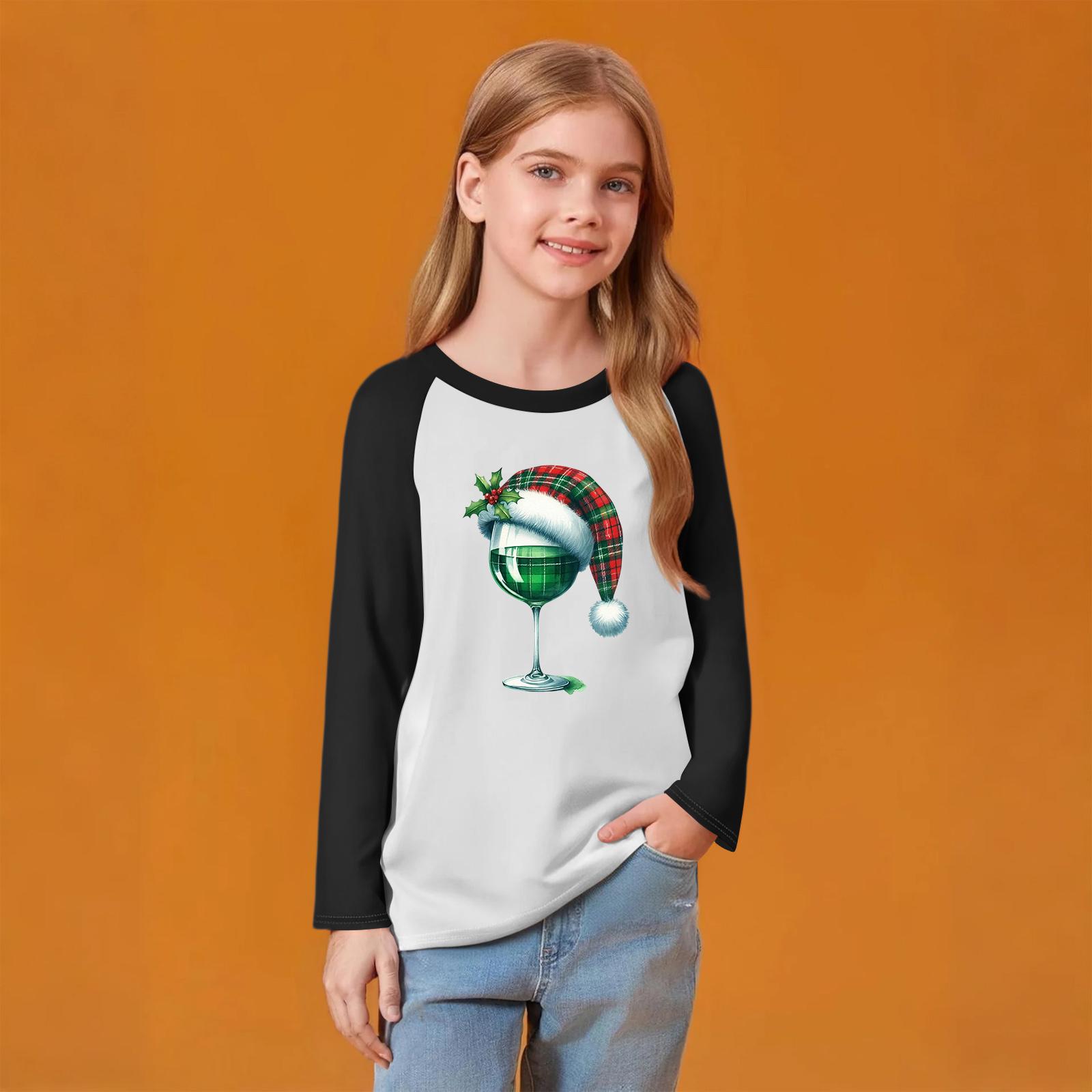 

Детский модный удобный пуловер с рождественским принтом на шее, топ с длинным рукавом 150 чёрный