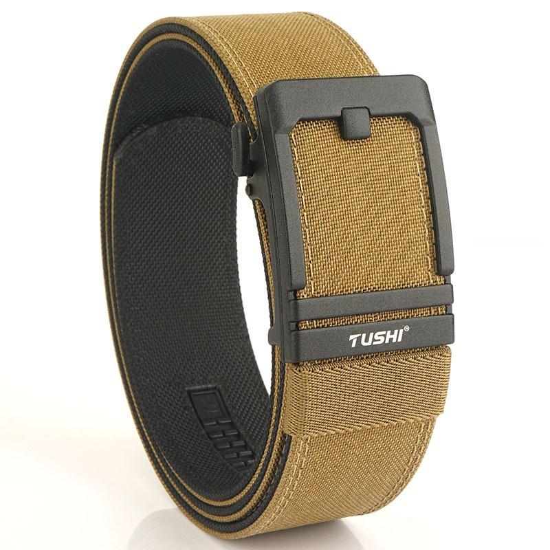 

4.3 Thickened Gun Hanging Double-layer Nylon Cloth Belt All-matching Casual Outdoor Trousers Automatic Buckle Men s 120cm темно-коричневого