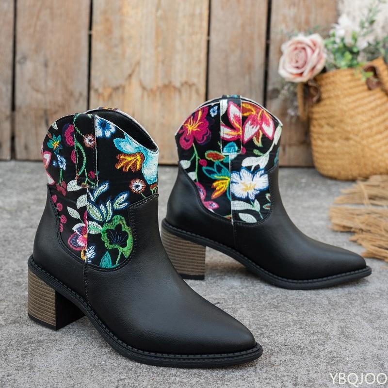 Botki damskie z krótką cholewką ze szpiczastym noskiem, jesienno-zimowe, nowy styl, niski obcas, proste, wygodne, wszechstronne buty damskie