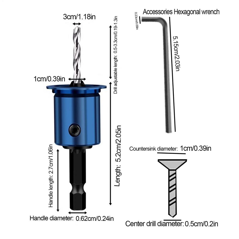 10mm Shank Drill Bit Core Limiter Countersink Drills Router Bit Woodworking Tool With Hexagon Wrench Woodworking Tools