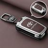 APQ4   Metal Leather Flip Car Key Fob Case Cover Keychain Ring For Toyota CHR C-HR Corolla Hatchback Sedan RAV4 LE Camry SE Hilux