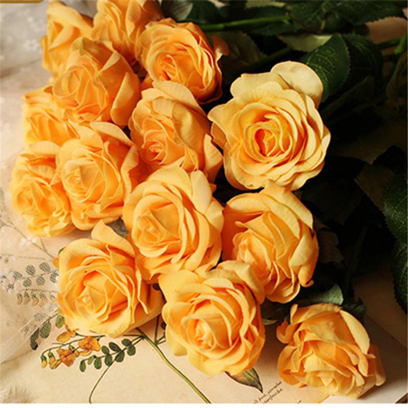 11pcs/Lot Fresh Rose Artificial Flowers Real Touch Rose Floral Home Decorations For Wedding Party Birthday Gifts