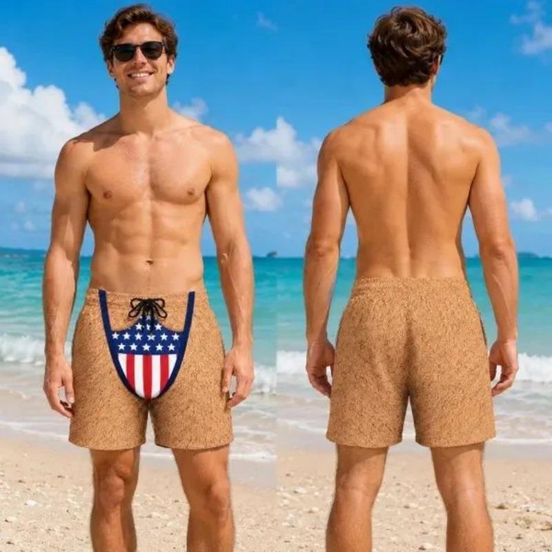 Men Fun Hip Print Swim Trunks, Original and Interesting Beach Shorts, Suitable for Friends Grooms, Summer New Product