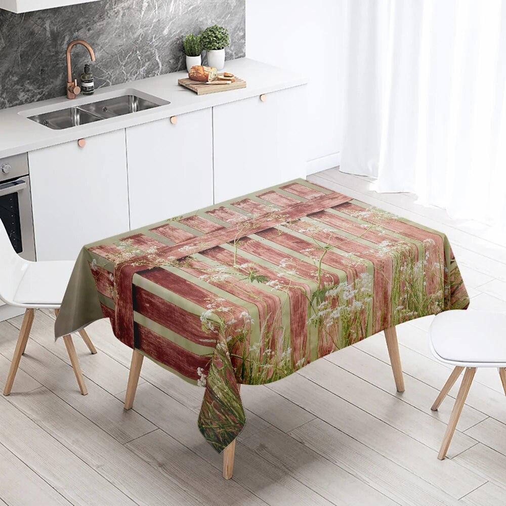 Rose Flower Tablecloth Restaurant Table Decoration Wedding  Anti-Stain Rectangular  Home