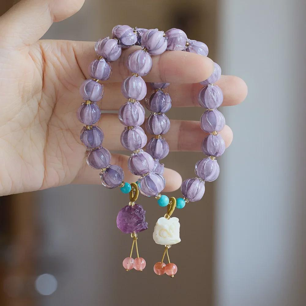 Temple-Style Fluorite Lion Bracelet - Ethnic Design for Women