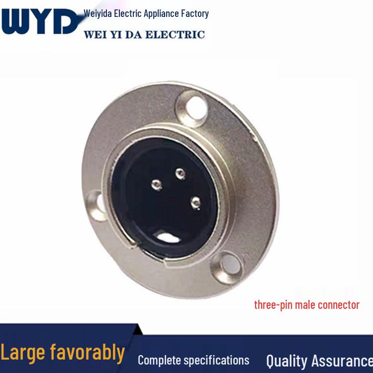 Nickel-Plated Copper 3-Core Cannon Female Socket and Male Plug Microphone Connector Set