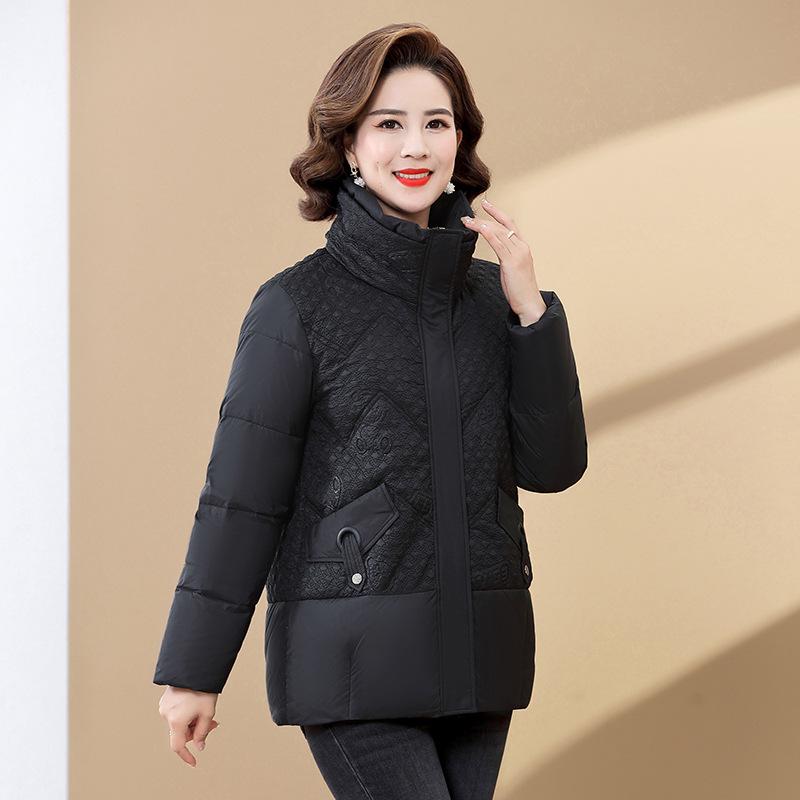 

Fashionable Warm Cotton Jacket for Middle-Aged & Elderly Women - Versatile, Loose Fit, Slimming, Thickened Outerwear 4XL [Recommended: 150-165 lbs] чёрный