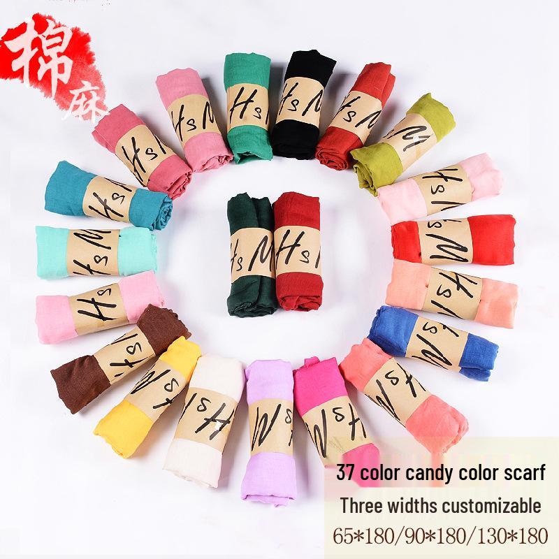 2022 Women's Cotton & Linen Candy Color Neck Scarf – Soft, Solid Hue Gift Scarf