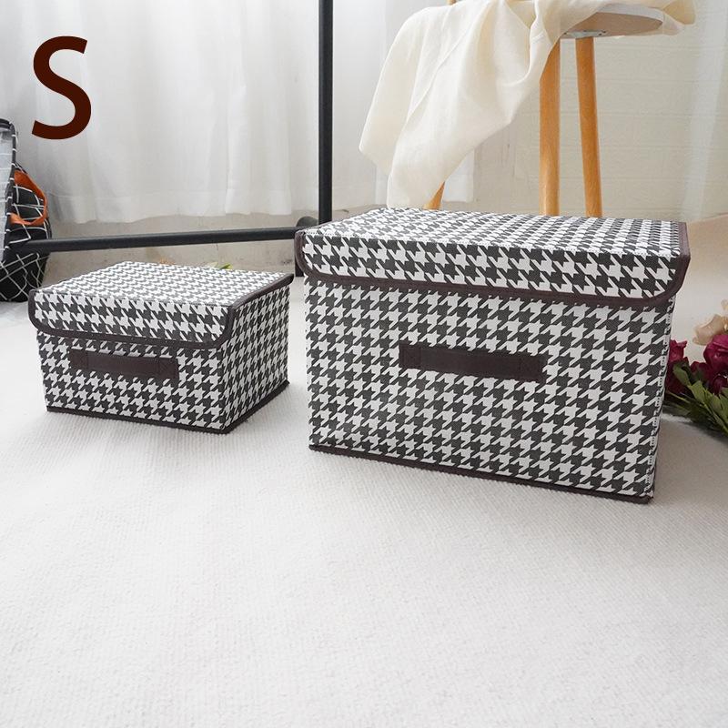 Linen-Like Fabric Storage Box Foldable Storage Box For Books And Toys Dustproof Storage Box With Lid S чёрный