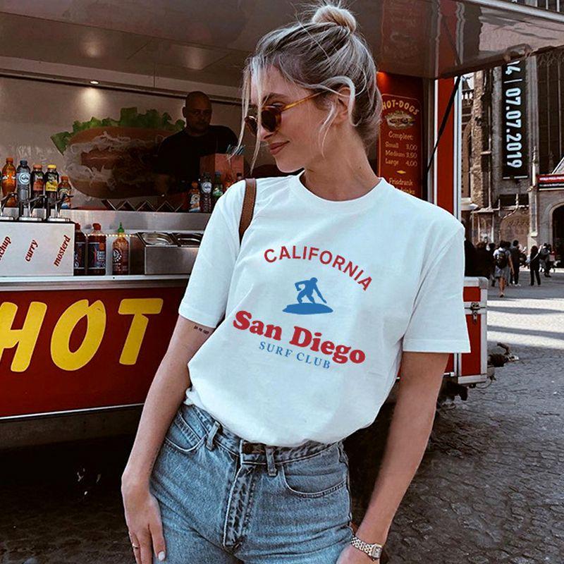 San Diego Niche American vintage California Surf Paddling Sports Letters Print Short sleeve T-shirt