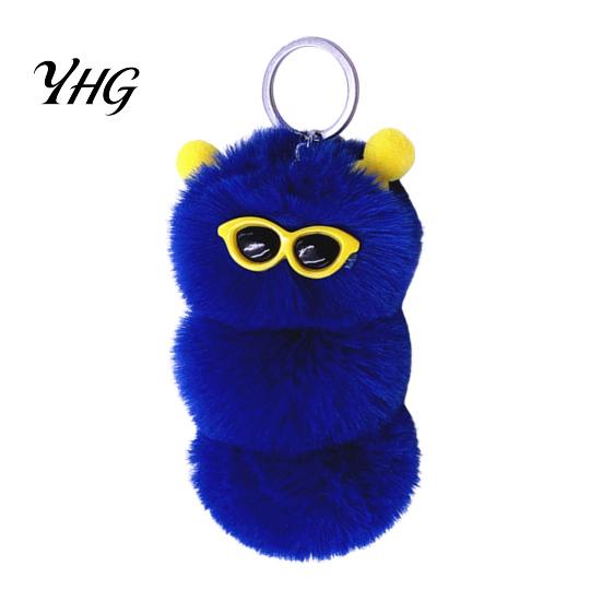 Soft Plush Keychain Sunglasses Caterpillar Keychain, Stuffed Keyring Pendant for Bag Decoration Bags & Car Keys, Decorative Backpack Purse Accessory