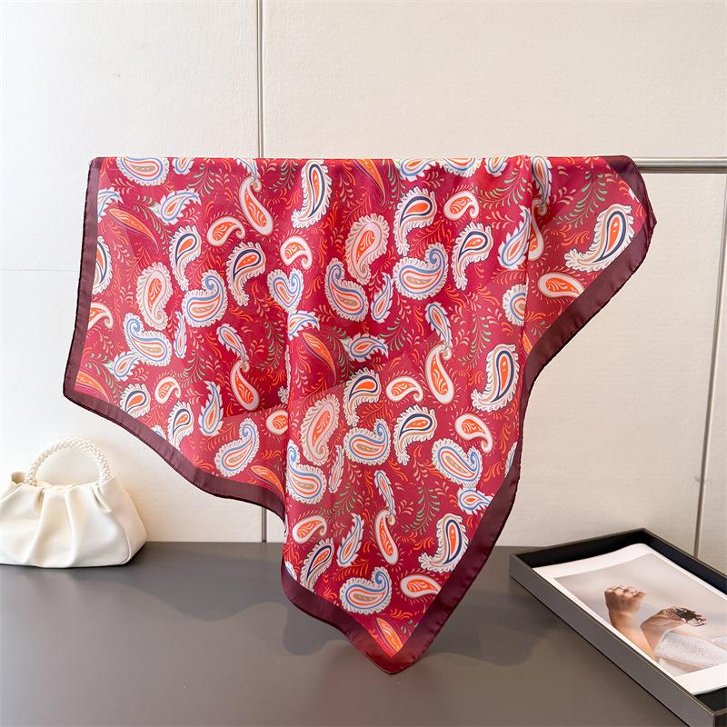 Luxury Printing 70cm Square Scarves Women's Silk Scarf Spring Summer Bandana Neckerchief Small Foulard Shawl