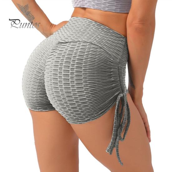 

Шорты для йоги с высокой талией, женские спортивные шорты с эффектом пуш-ап, облегающие шорты для тренировок с боковыми завязками для фитнеса, тренировок в спортзале, велоспорта S