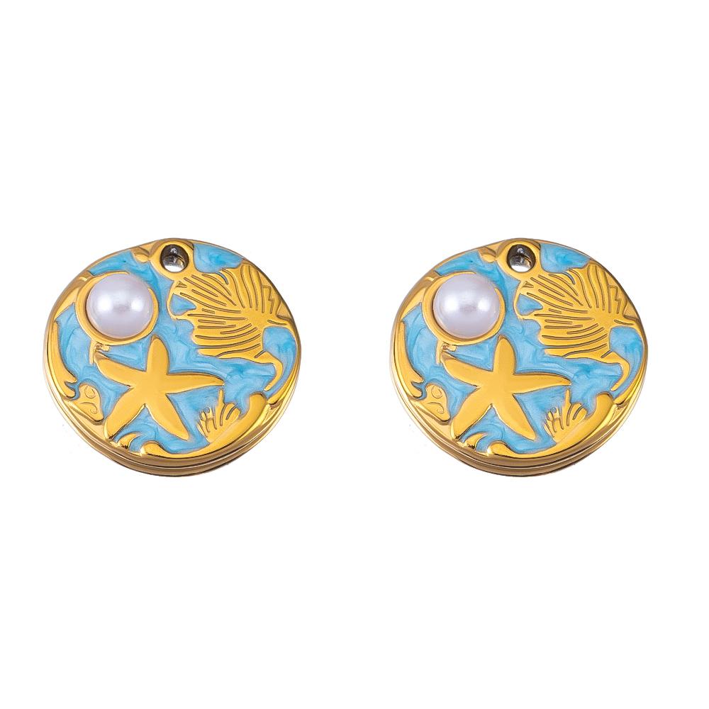 2pcs Stainless Steel Blue Enamel Marine Anklet Charms Bohemia Pendant Base for DIY Earrings Necklaces Vacation Jewelry Findings