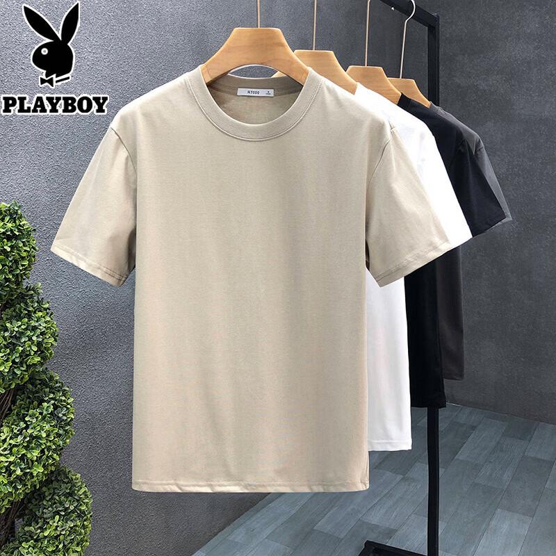Playboy Men s 2026 Solid Color Pure Cotton Short Sleeve T-Shirt M