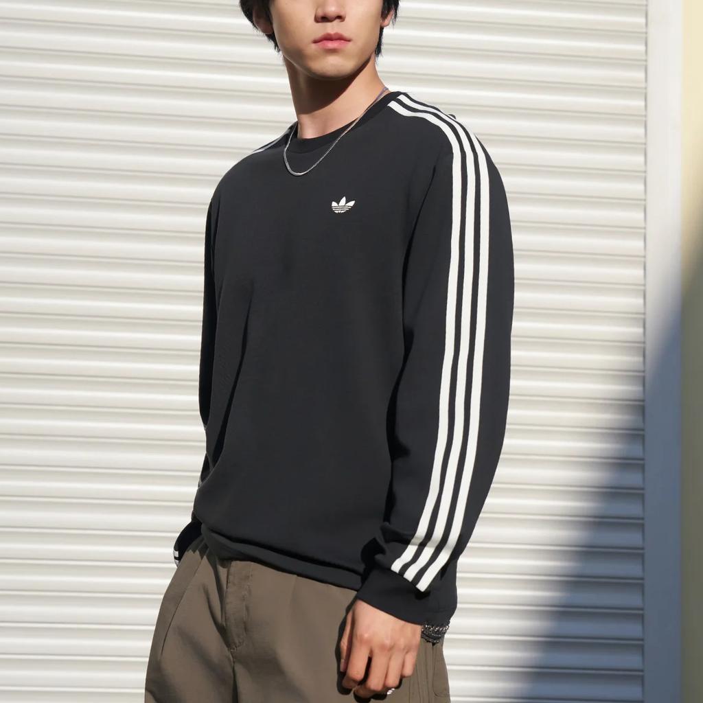 Adidas Originals Cali Loose Three Stripes Crew Neck Long Sleeve T-Shirt Men Tops LC8314