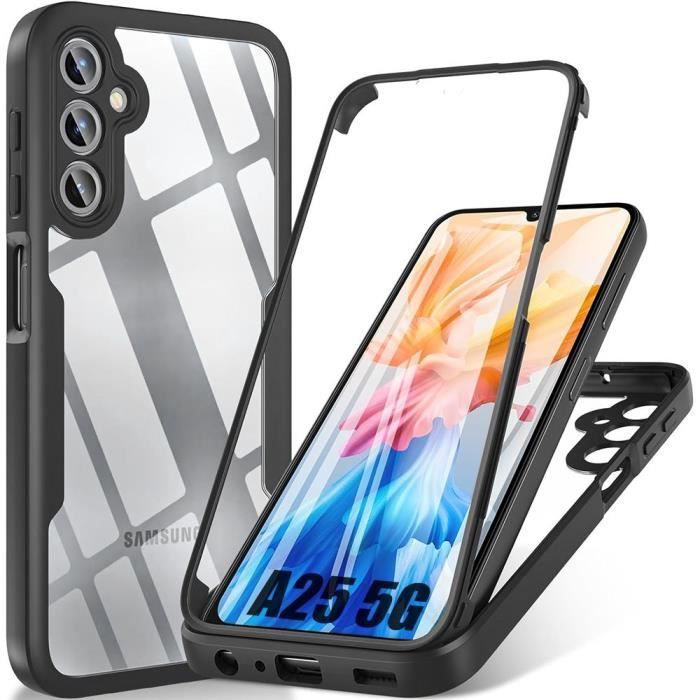 Coque pour Samsung Galaxy A25 5G - Noir - Protection 360° - Bordure Renforcée - Rigide