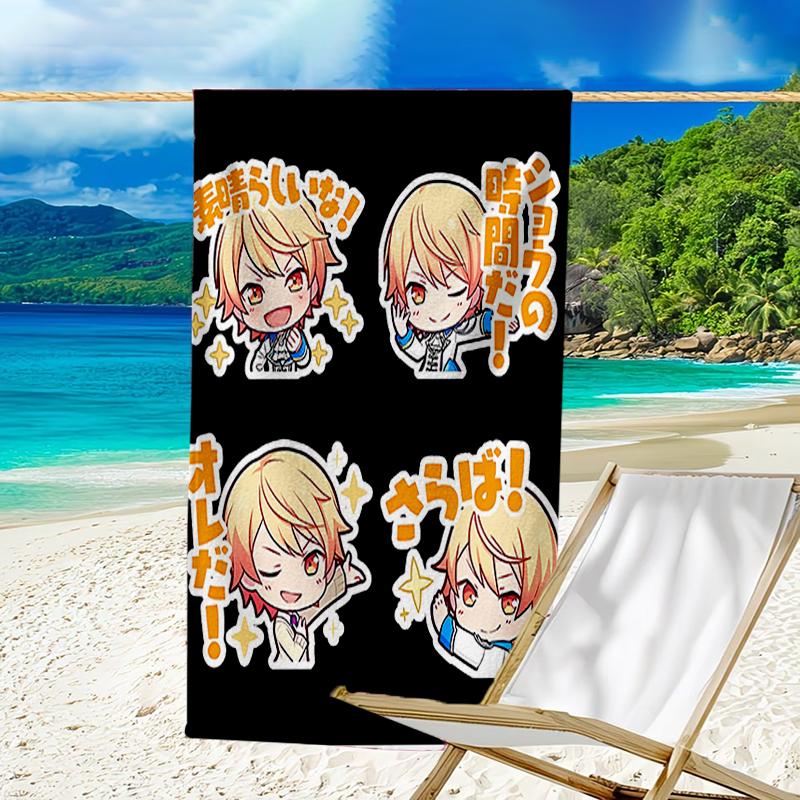 proof beach towel with a Tenma Tsukasa1 pattern - soft,absorbent,quick-drying,machine washable - perfect for swimming,camping,bathing