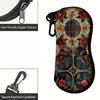 2D-Vintage Floral Pattern Zipper Sunglasses Case, Bohemian Retro Flower Print Eyewear Protective Holder, Durable Portable Glasses Box for Women Gifts