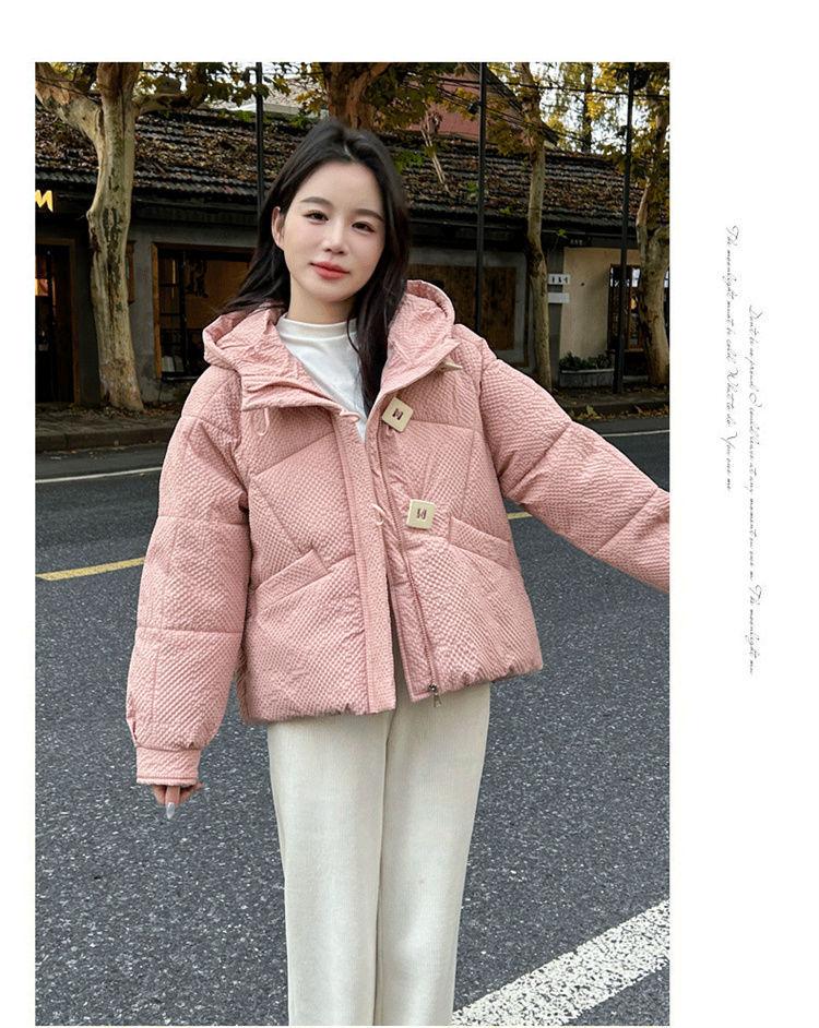 Damen Kurze Kapuzen-Winddichte Verdickte Warme Winterjacke mit Raglanärmeln