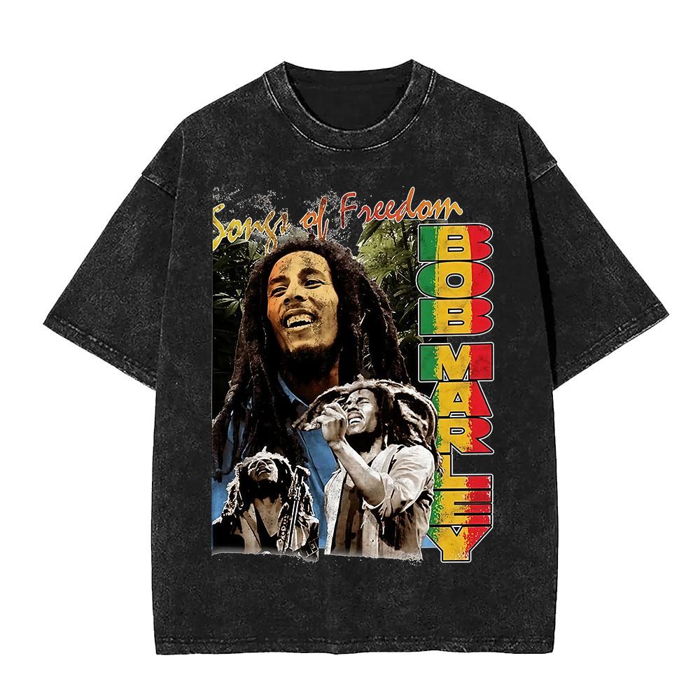Bob Marley Legend Portrait Face Washed T Shirt Reggae Music Men Women Vintage Hip Hop Tshirt Cotton Casual Short Sleeve Tshirts