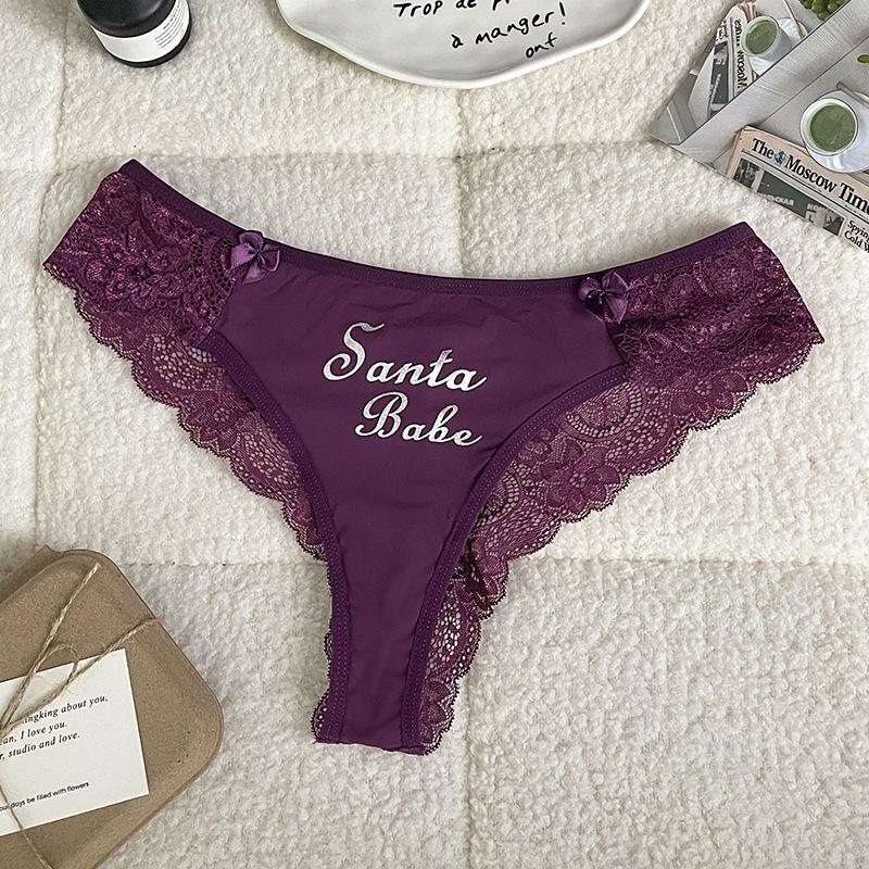 

Ladies Summer Pure Desire Sexy Lace Sports Fitness Low Waist Triangle Briefs one size темно-фіолетовий колір