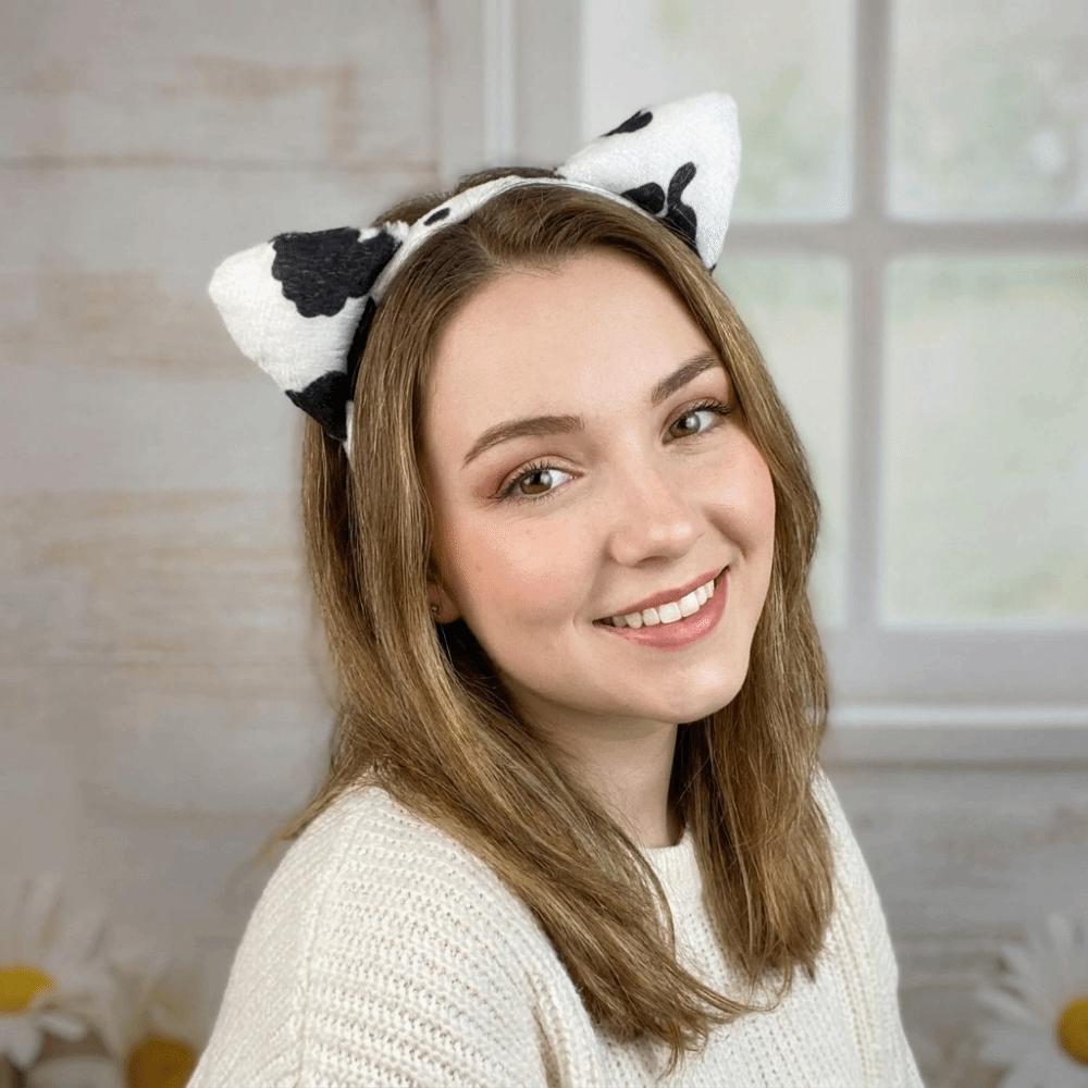 Hair-Pressing Animal Ears Hair Hoop Non-Slip Dairy Cow Hairband Funny Cow Horn Headband Photo Prop