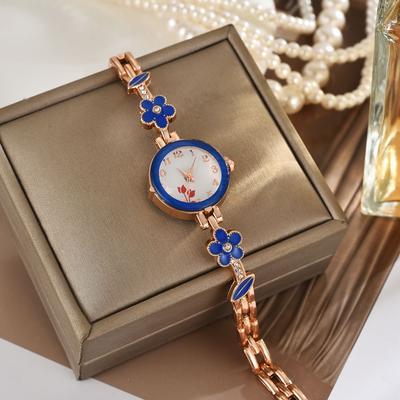 Luxury Small Dial Bracelet Style Watch for Women Elegant Fashion Versatile Ladies Quartz Watches Flower Strap Wristwatches