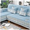 Solid Color Simple Fabric Sofa Cushion Home Decoration Anti Slip Sofa Pad 1/2/3/4/ Seater & L Shape Couch Pad Sofa Cover Towel