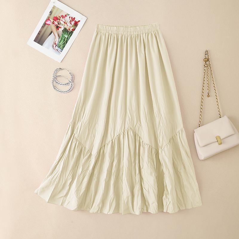 

ZANZEA Женские повседневные свободные длинные юбки с эластичной резинкой на талии абрикосовый