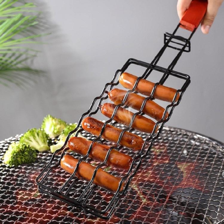 Convenient Hot Dog Cooking Rack Stainless Steel BBQ Accessory Hot Dog Holders Rack for Even Cooking and Grilling
