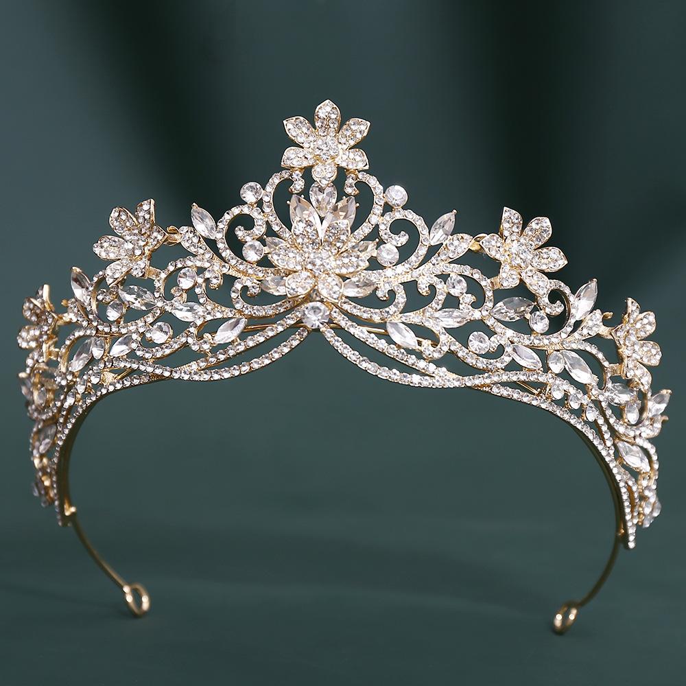 

DIEZI New 10 Colors Luxury Opal Crystal Big Flower Tiara For Women Wedding Party Elegant Bridal Bride Crown Hair Accessories золотой