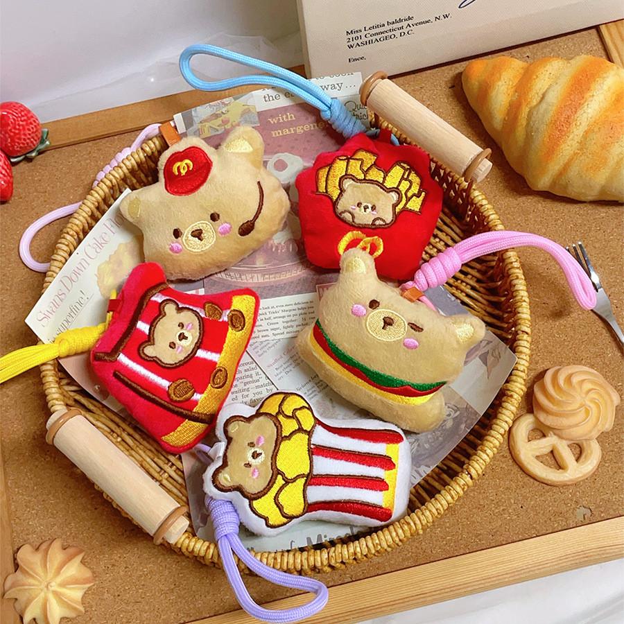Plush Food Bear Keychain With Short Pile Fabric For Couples And Gift Giving