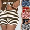 Shorts Für Damen Gestreift Knopf Lässig Locker Shorts