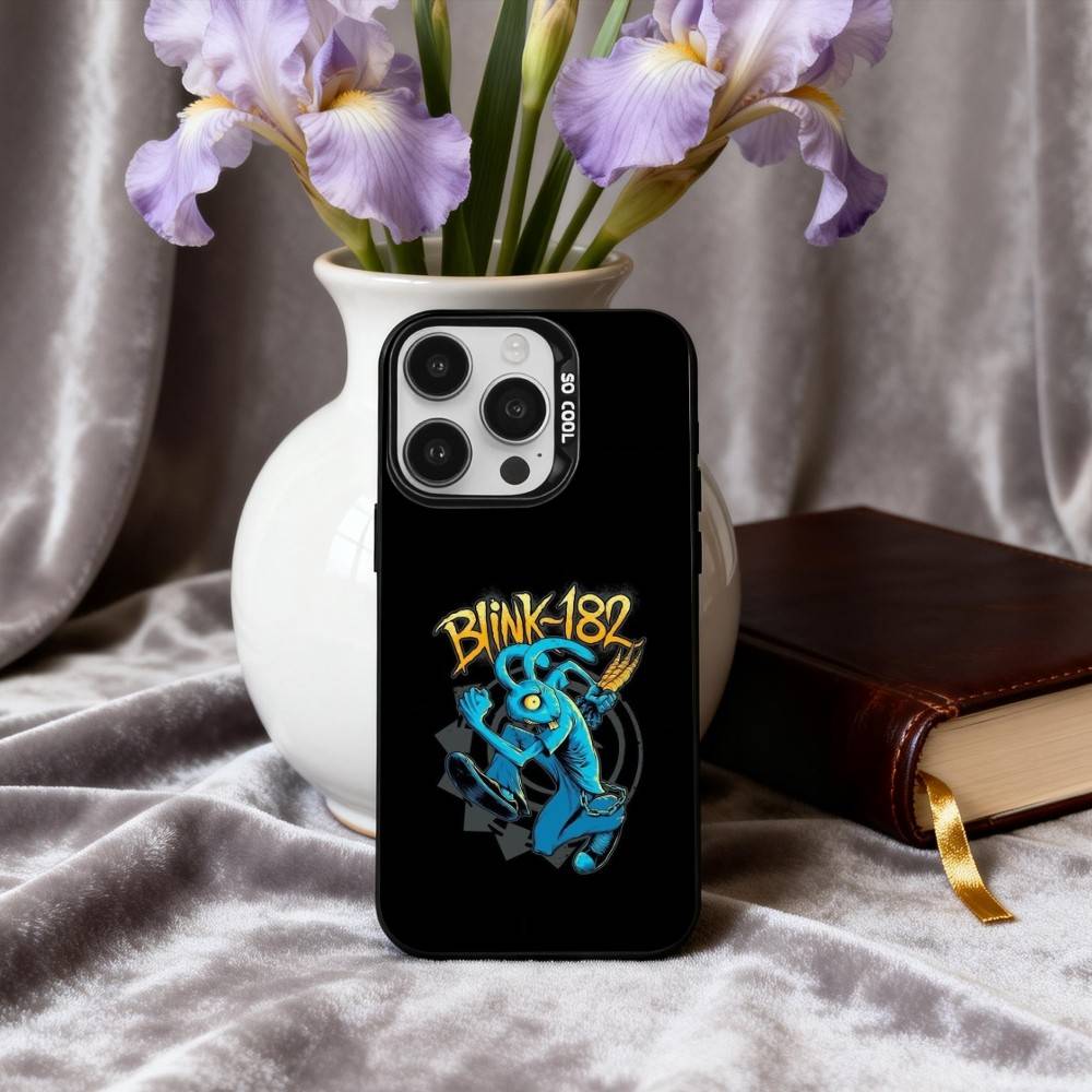 Punk B-Blink-182 Band Phone Case For iPhone17,16,15,14,13,12,11 Plus,Pro Max Candy Silver Plated Inside Cover