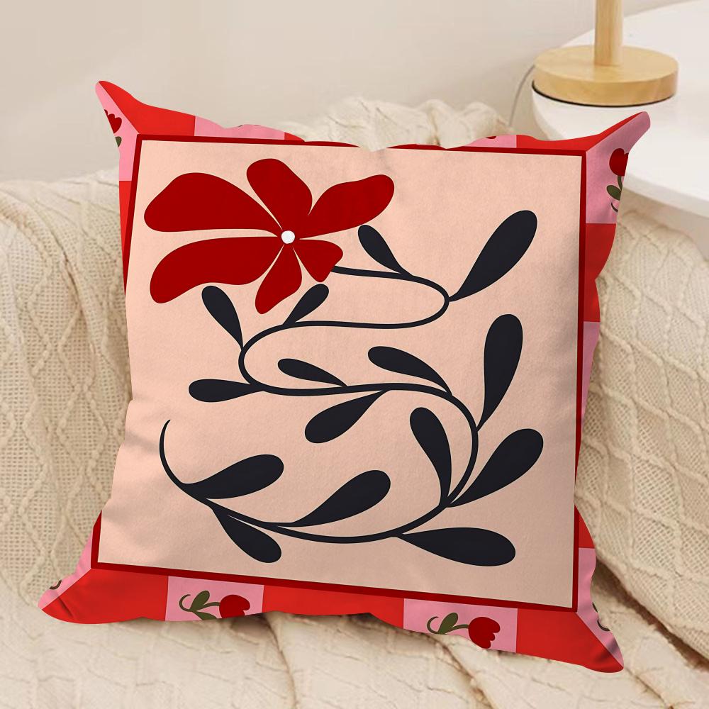 Flower Ins Simple Art Cushion Cover Silky Short Plush Invisible Zipper Dustproof Sofa Pillow Case For Home Decor