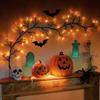 Waterproof LED Halloween Rattan String Lights - Spider & Bat Design for Outdoor Decoration