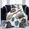 Flannel Fleece Modern Throw Blanket, Cartoon Style Koala Bears Blue Pattern Throw for Spring Recliner, Air Conditioning Blanket