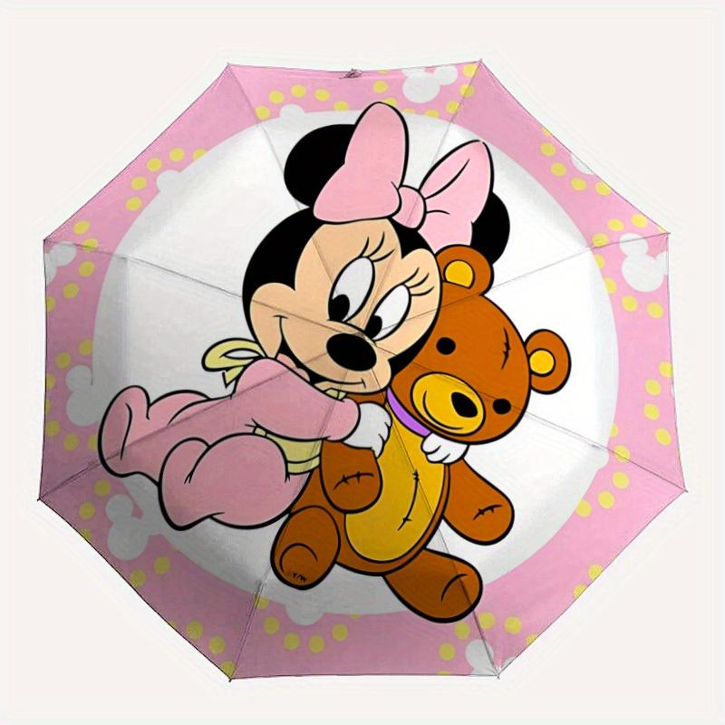 

1pc Minnie MouseDesign Automatic Open/close Folding Umbrella - Compact Travel Umbrella, Heavy-Duty 8-Rib Construction y
