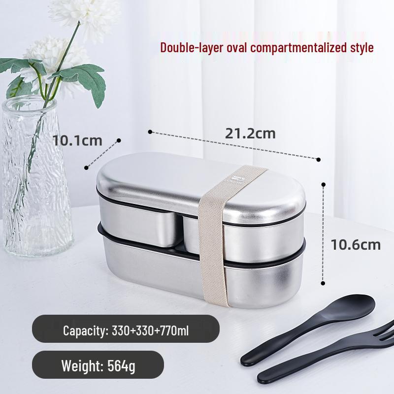 

Ruhan 304 Stainless Steel Double-Layer Divided Microwave Lunch Box