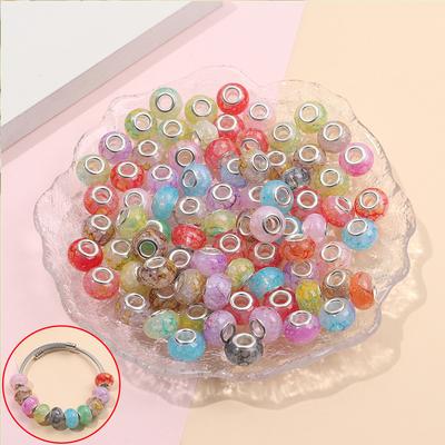 30/50/100 pièces résine perles d'espacement européennes à gros trou, perles décoratives style encre, perles légères pour pendentif, DIY colliers bracelets et fabrication de bijoux