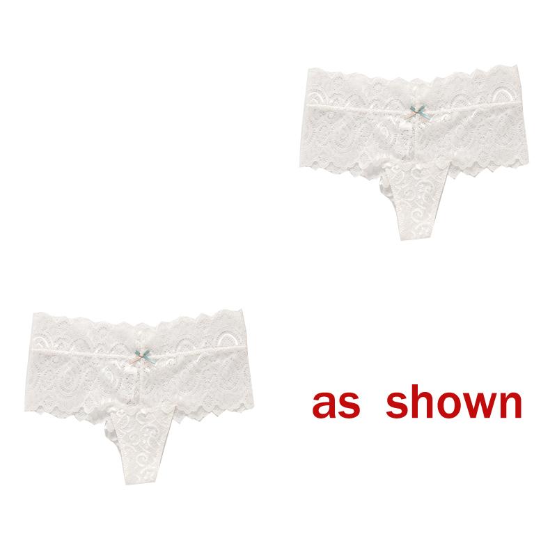 2Pcs/Lot Women Sexy Lace Panties Bow Low-Rise Temptation Lingerie Female G String Transparent Underwear Embroidery Thong Intimates