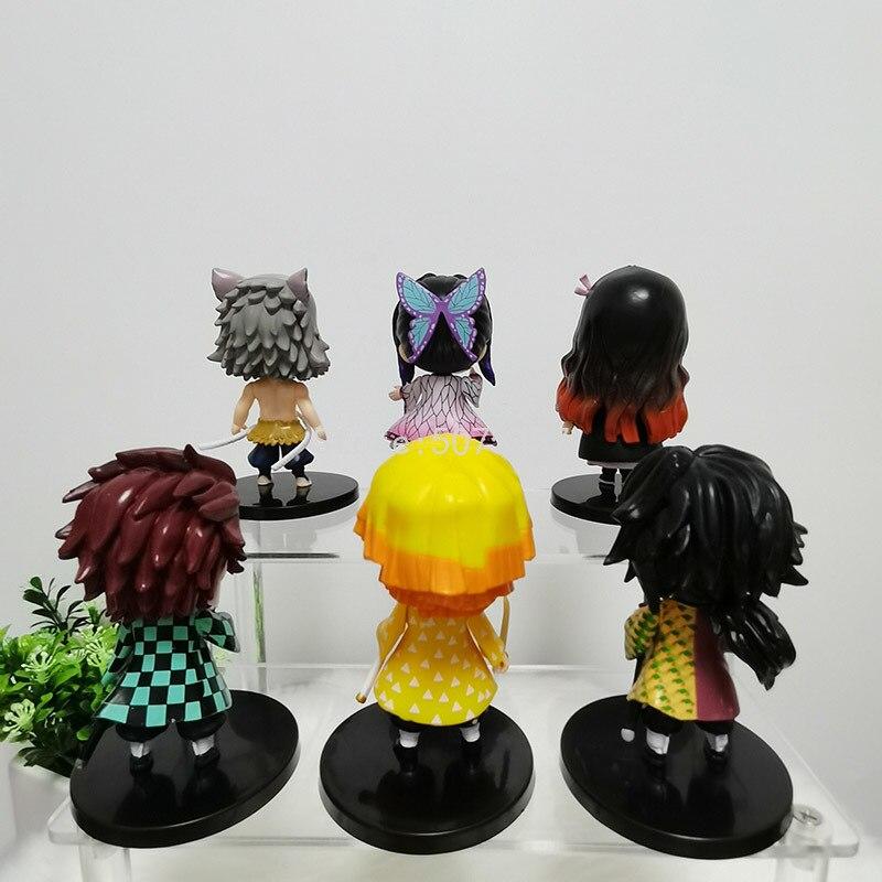 6pcs /Set Kimetsu No Yaiba Anime Figure Kamado Tanjirou Agatsuma Zenitsu Action Figure Demon Slayer Kamado Nezuko Figurine Model