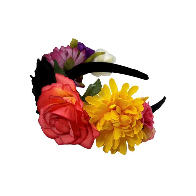 Новый европейский и американский ободок с цветами розы, головной убор для вечеринки, цветная имитация цветка, головной убор в этническом стиле