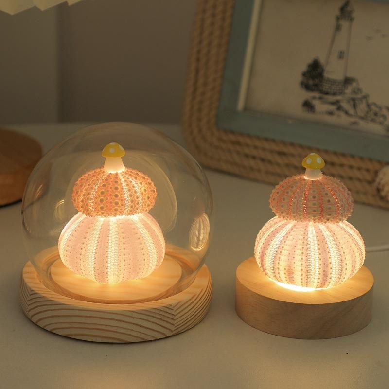 Creative LED Shell Mushroom Night Light Bedroom Bedside Decoration Table Lamp Birthday Gift Luminous Small Gift Ornament